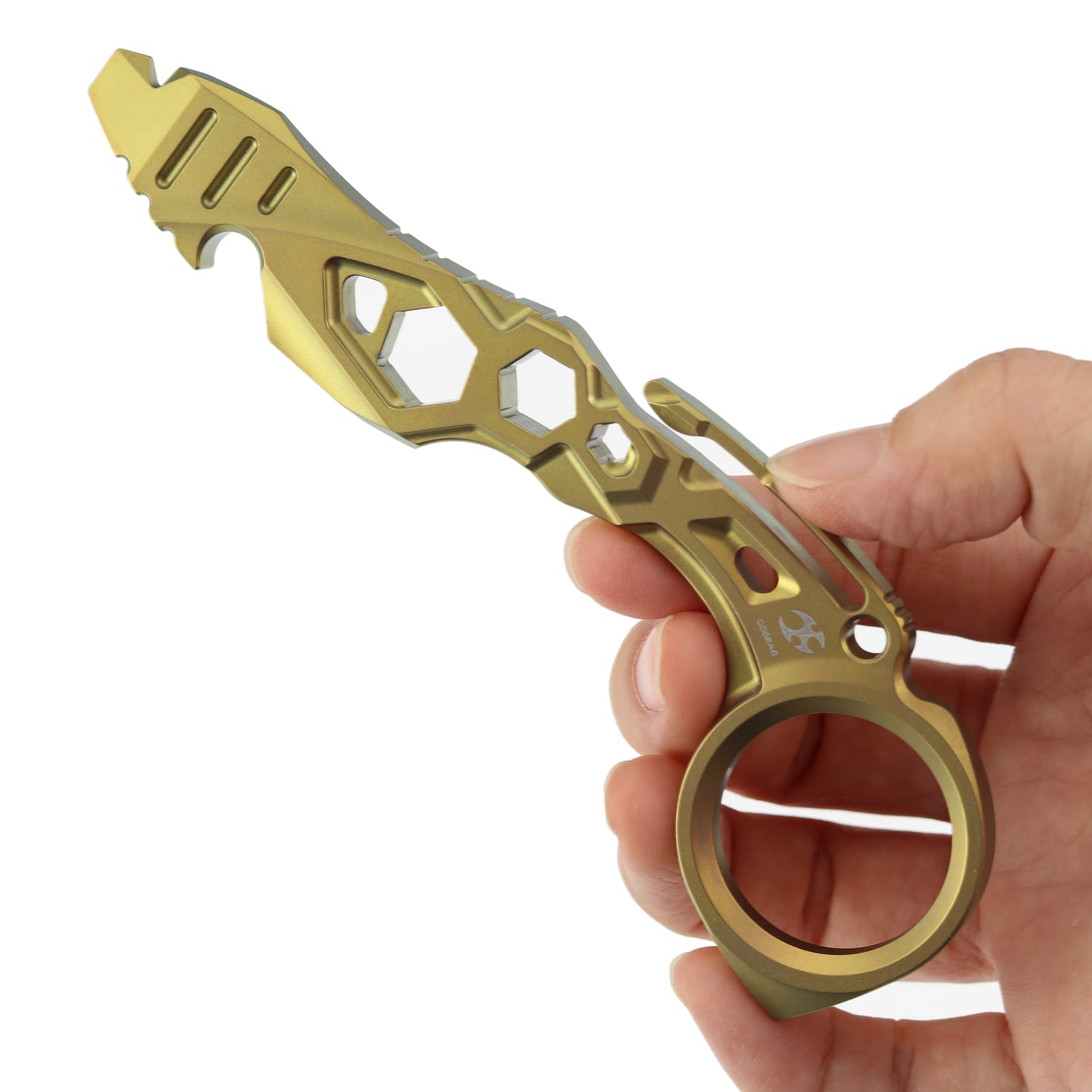 Kansept PryMate G008A8 Golden Anodized Titanium EDC Pry Bar - Glass Breaker, Bottle Opener, Hex Bit, Pocket Clip