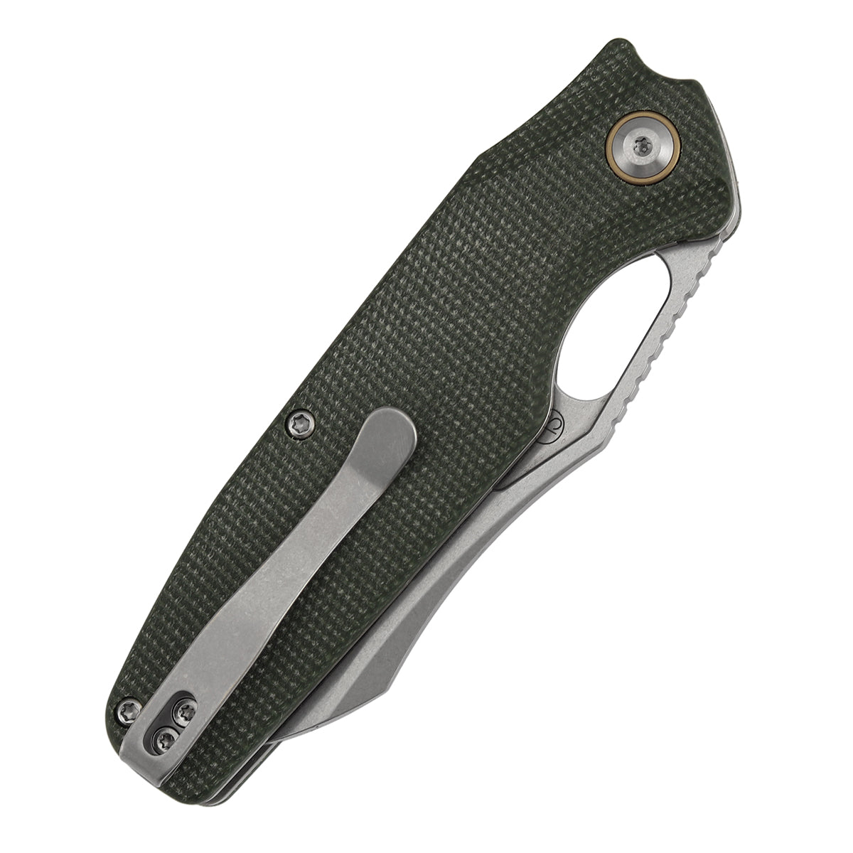 Tenable Tuckamore B1052A1 Stonewashed Nitro-V Blade Green Micarta Handle Liner Lock Folding Knife