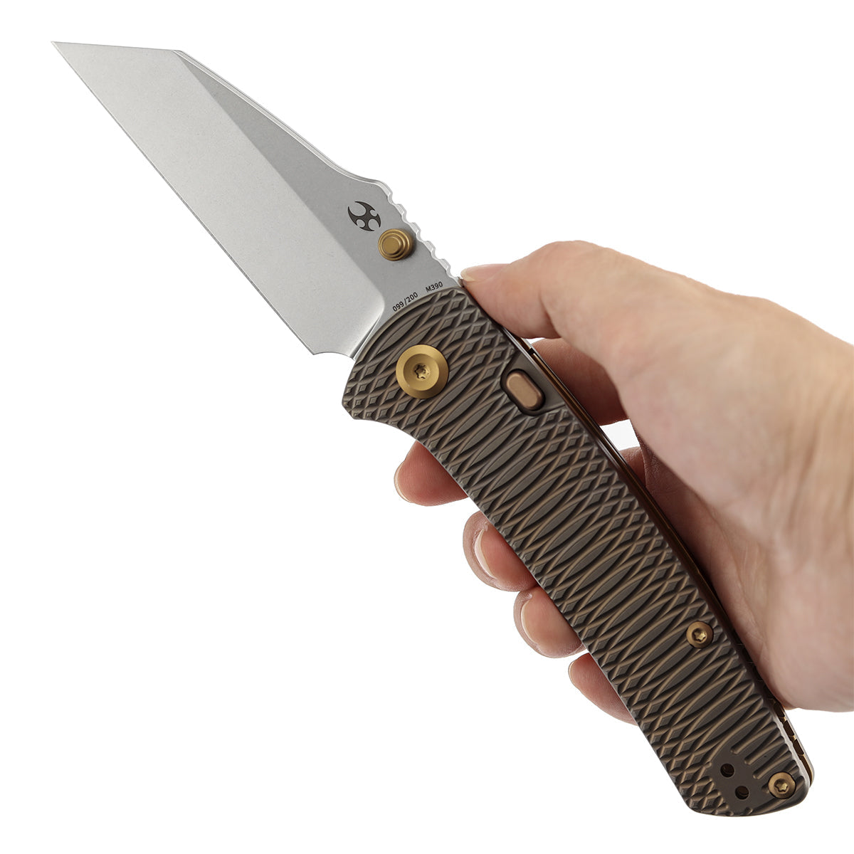 Kansept Main Street K1015H6 M390 Blade Bronze Anodized Titanium Handle Top Liner Lock Folding Knife