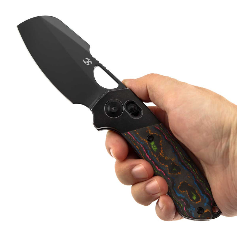 Kansept Nahual K2125V1 Magnacut Blade Blackwash Titanium with 80S Camo Carbon Handle Crossbar Lock Folding Knife