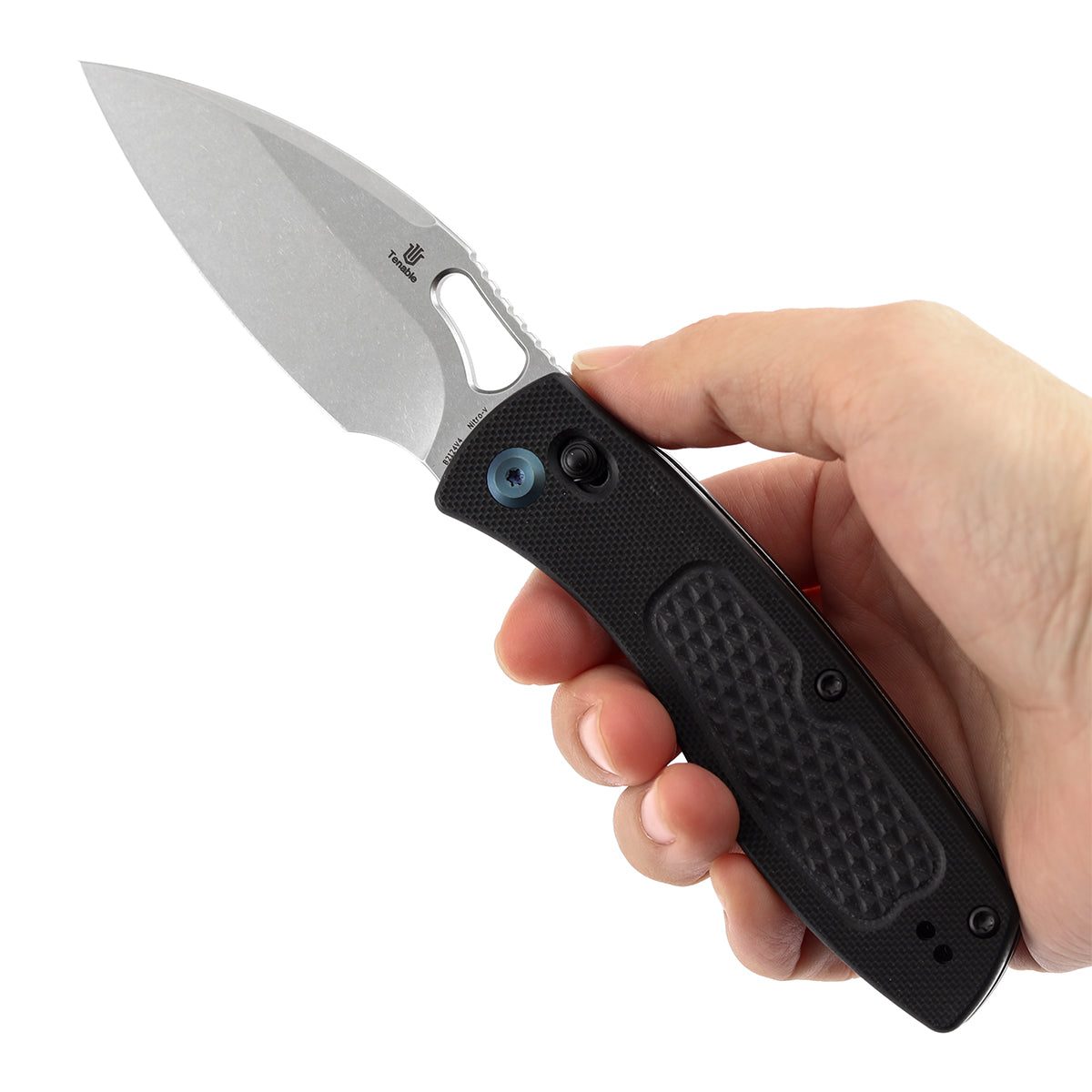 Tenable Heron B2124V4 Nitro V Blade Black G10 Handle Crossbar Lock Folding Knife