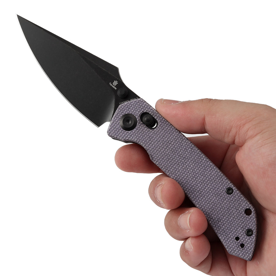 Tenable Knives Fenrir T1034V4 Nitro-V Blade Purple Micarta Handle Cross Bar Lock