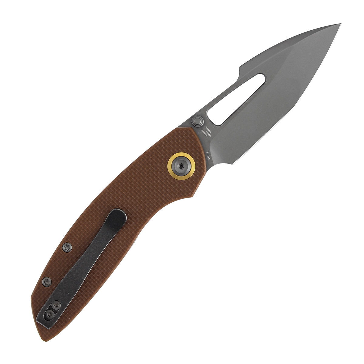 Tenable Link B1068A2 Gray TiCn Coated 14C28N Blade Brown G10 Handle Liner Lock Folding Knife