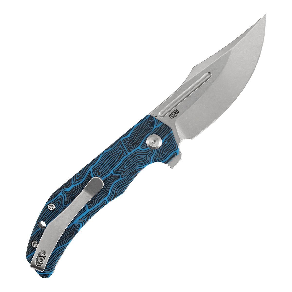 Tenable Orion B1089A1 Stonewashed 14C28N Blade Black & Red G-mascus Handle Liner Lock Folding Knife