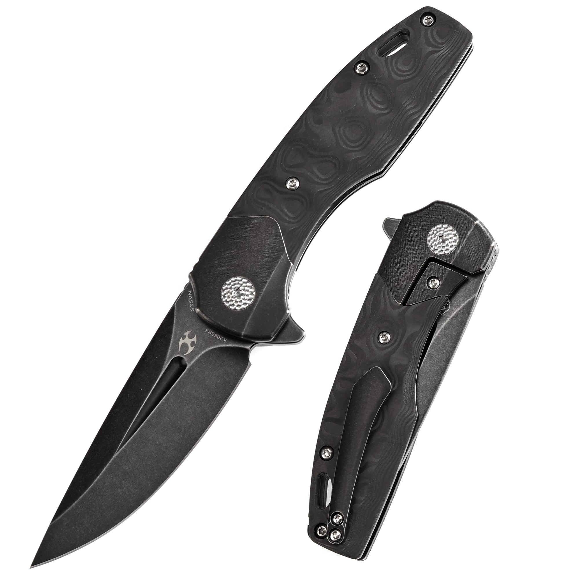 Kansept Cassowary K2065B3 Black CPM-S35VN Blade Titanium+Carbon Fiber Handle Edc Flipper Knife