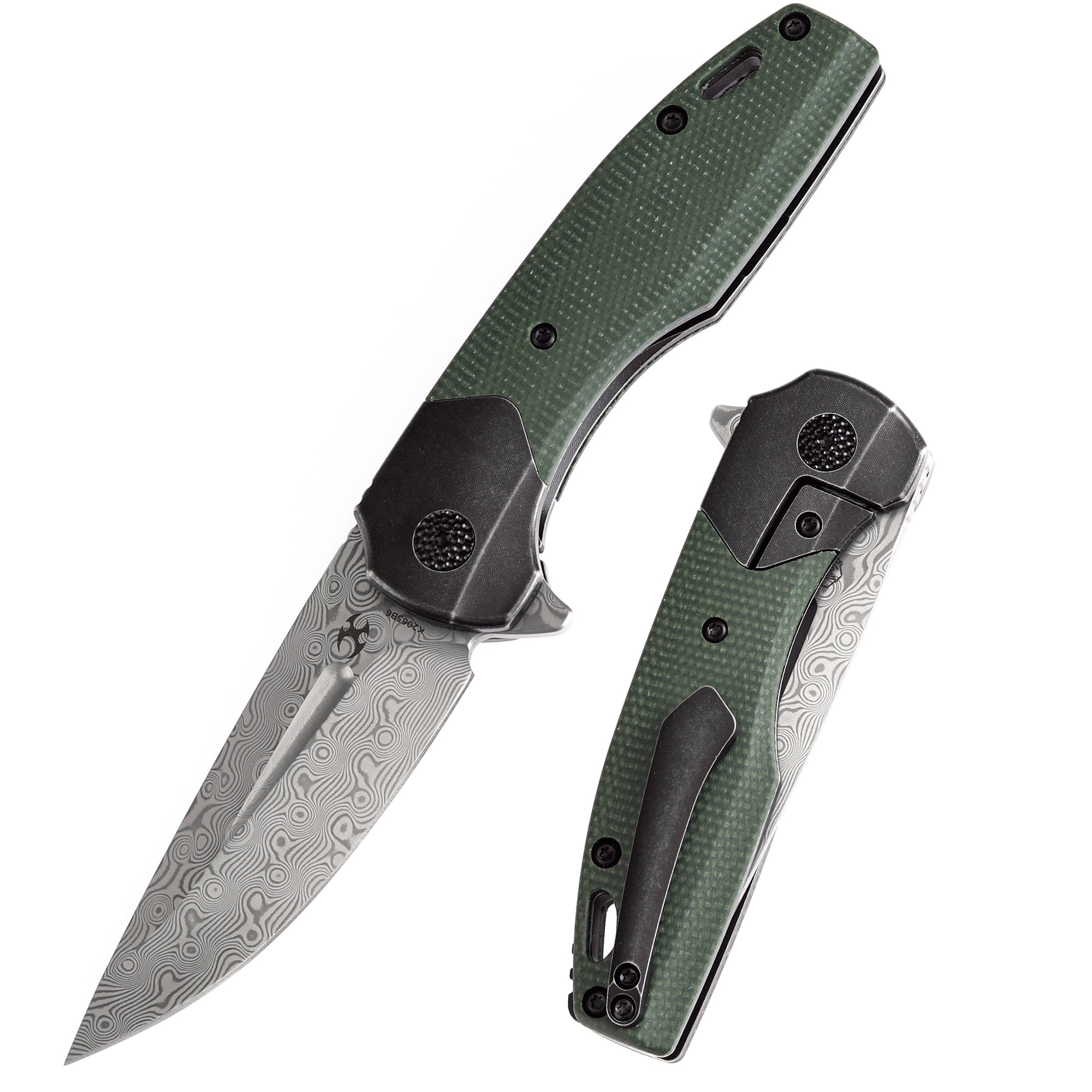 Kansept Cassowary K2065B6 Damascus Blade Micarta Handle Edc Flipper Knife