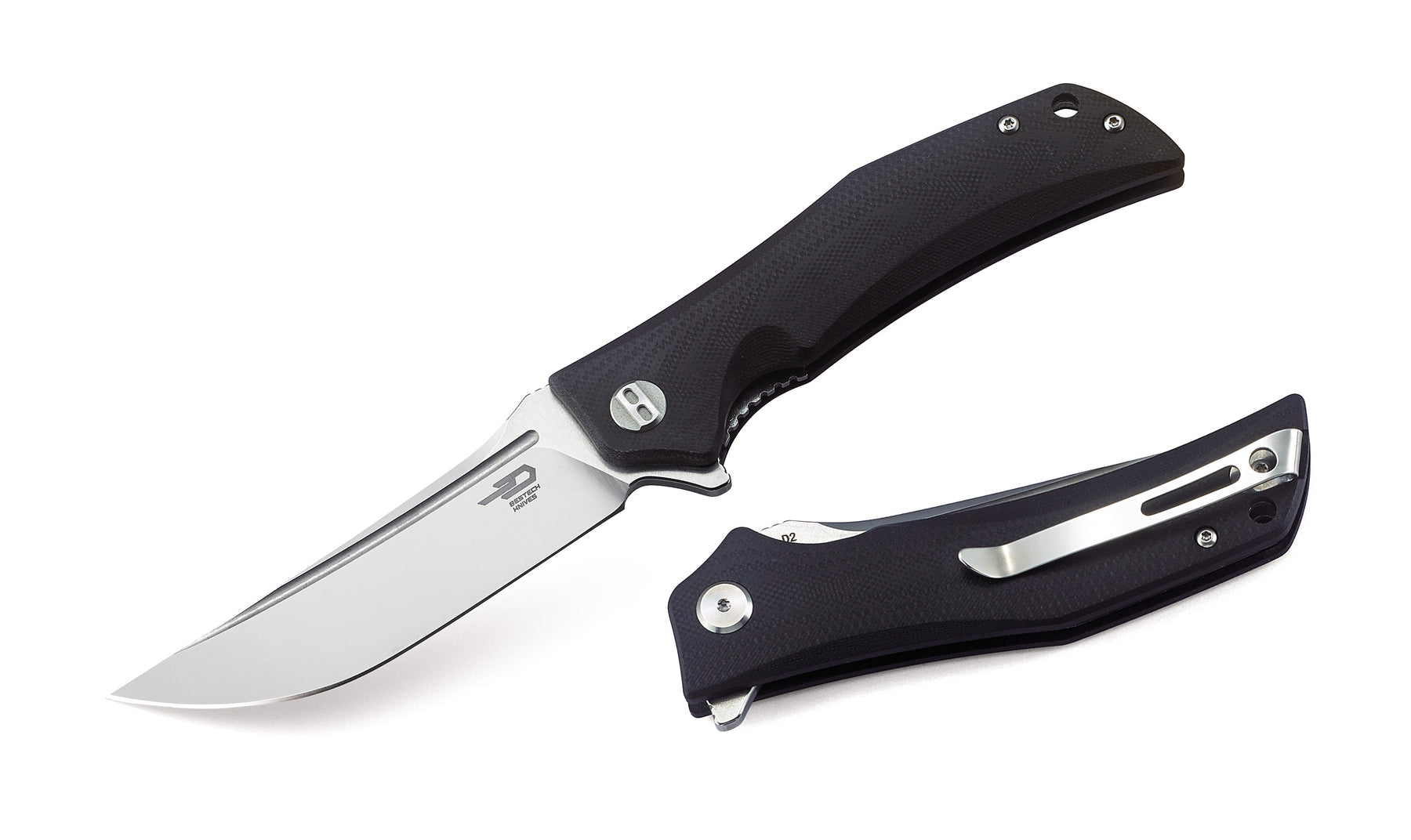 Bestech Scimitar BG05A-1 D2 Blade Black G10 Handle Liner lock Folding Knife