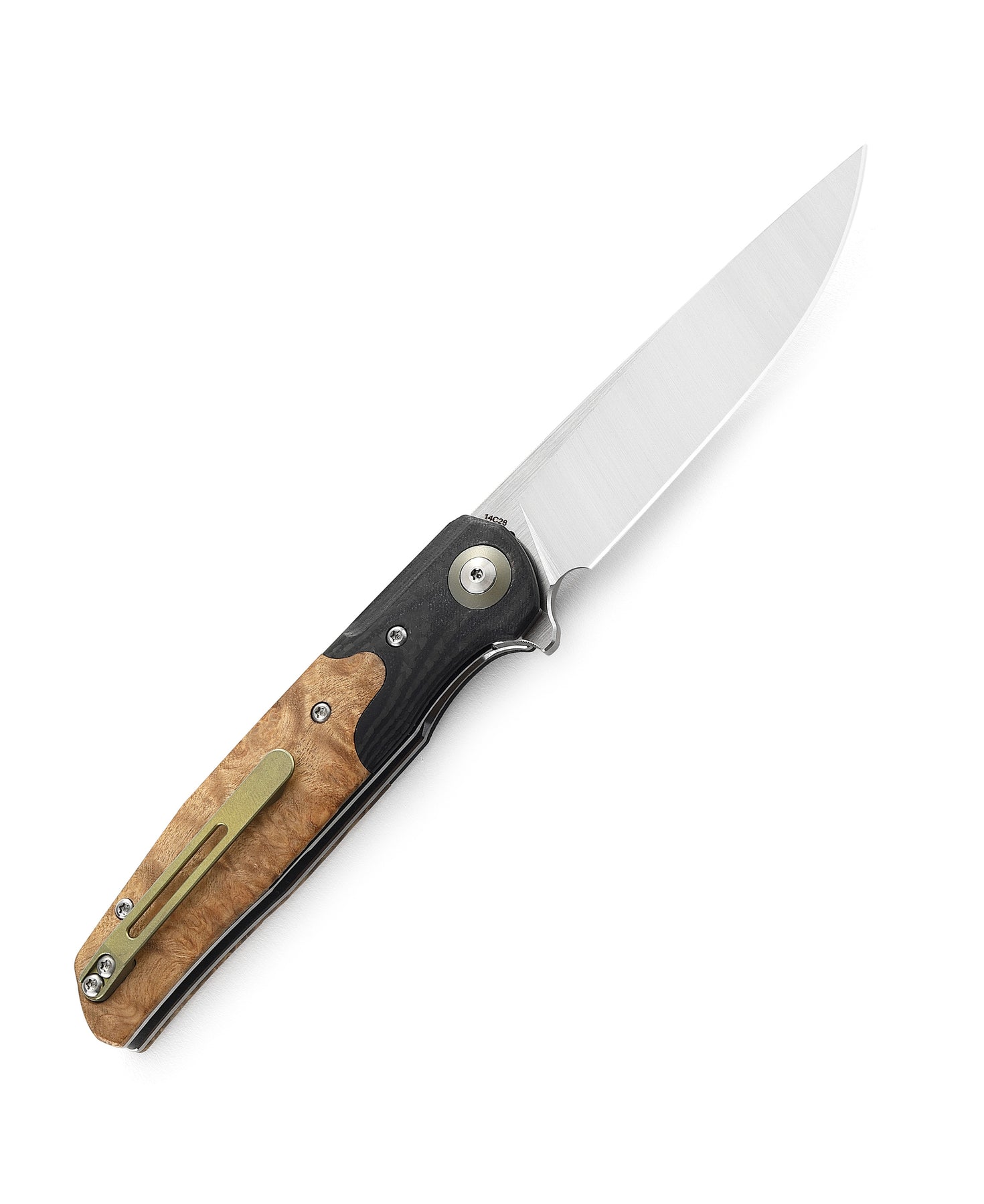 Bestech Ascot BG19D 14C28N Blade Carbon Fiber+G10+Wood Handle Liner Lock Folding Knife