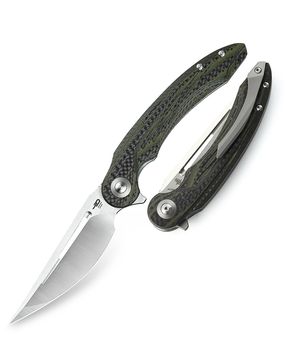 Bestech Irida BG25F 14C28N Blade Carbon Fiber+G10 Handle Liner Lock Folding Knife
