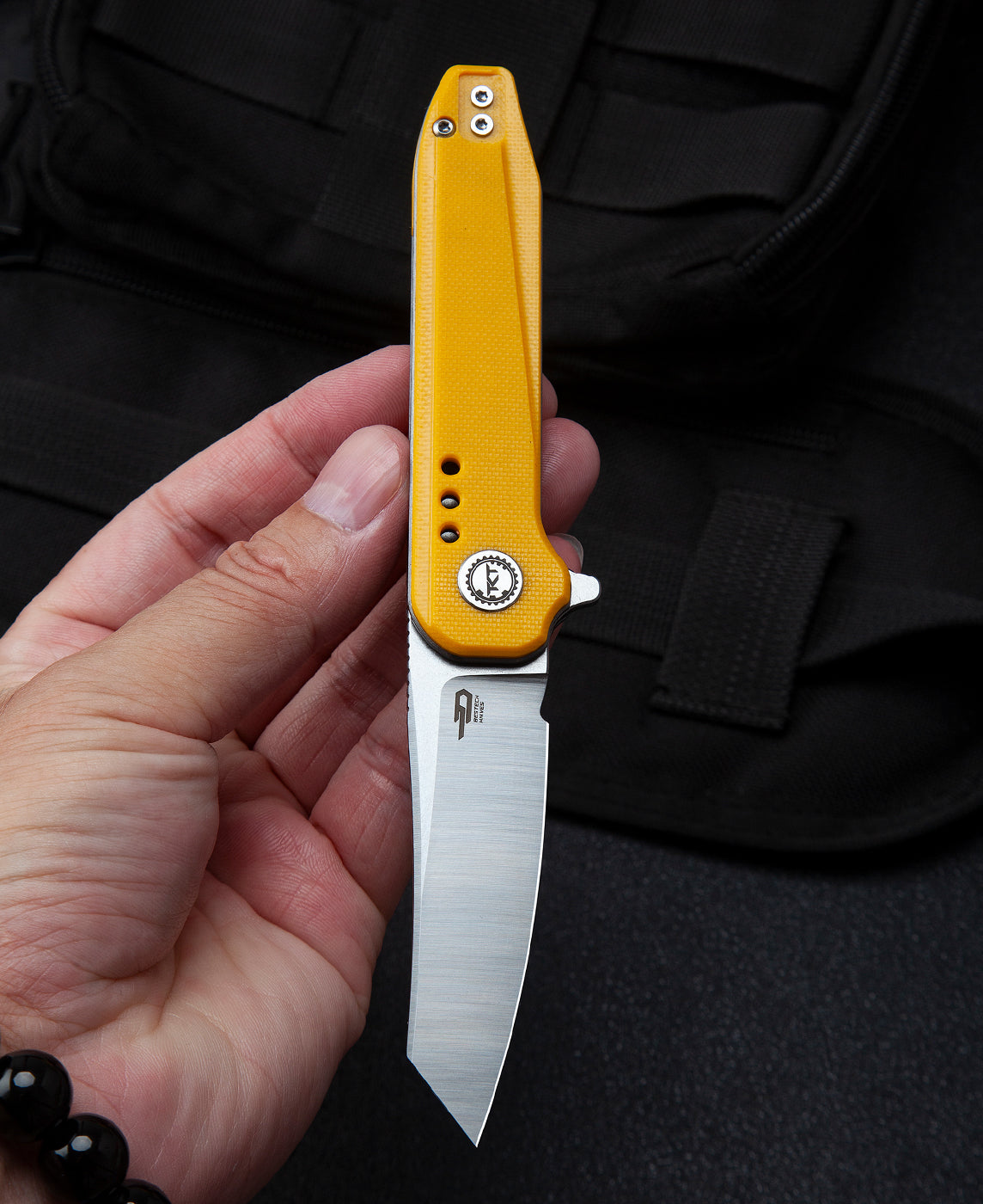 Bestech Syntax BG40B 14C28N Blade Yellow G10 Handle Liner Lock Folding Knife