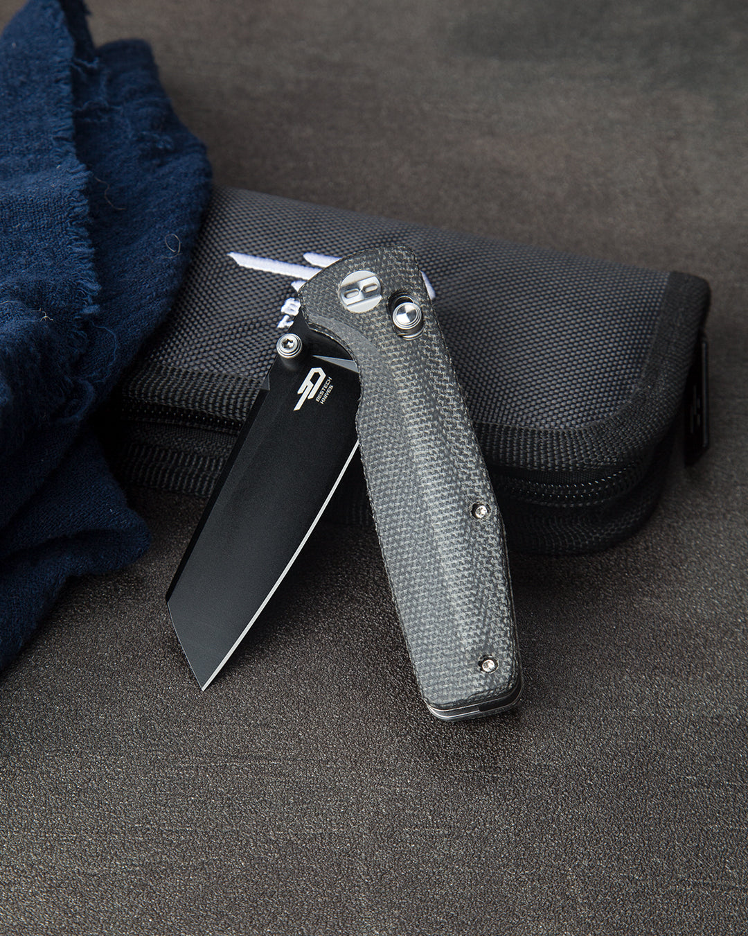 Bestech Slasher BG43A-2 D2 Blade Micarta Handle Crossbar Lock Folding Knife