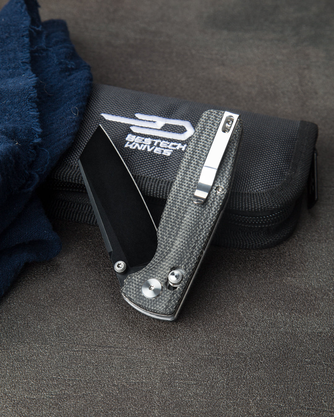 Bestech Slasher BG43A-2 D2 Blade Micarta Handle Crossbar Lock Folding Knife