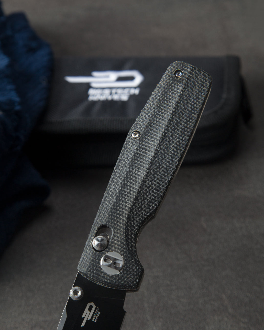 Bestech Slasher BG43A-2 D2 Blade Micarta Handle Crossbar Lock Folding Knife