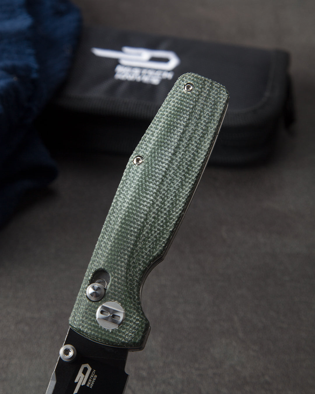 Bestech Slasher BG43B-2 D2 Blade Micarta Handle Crossbar Lock Folding Knife