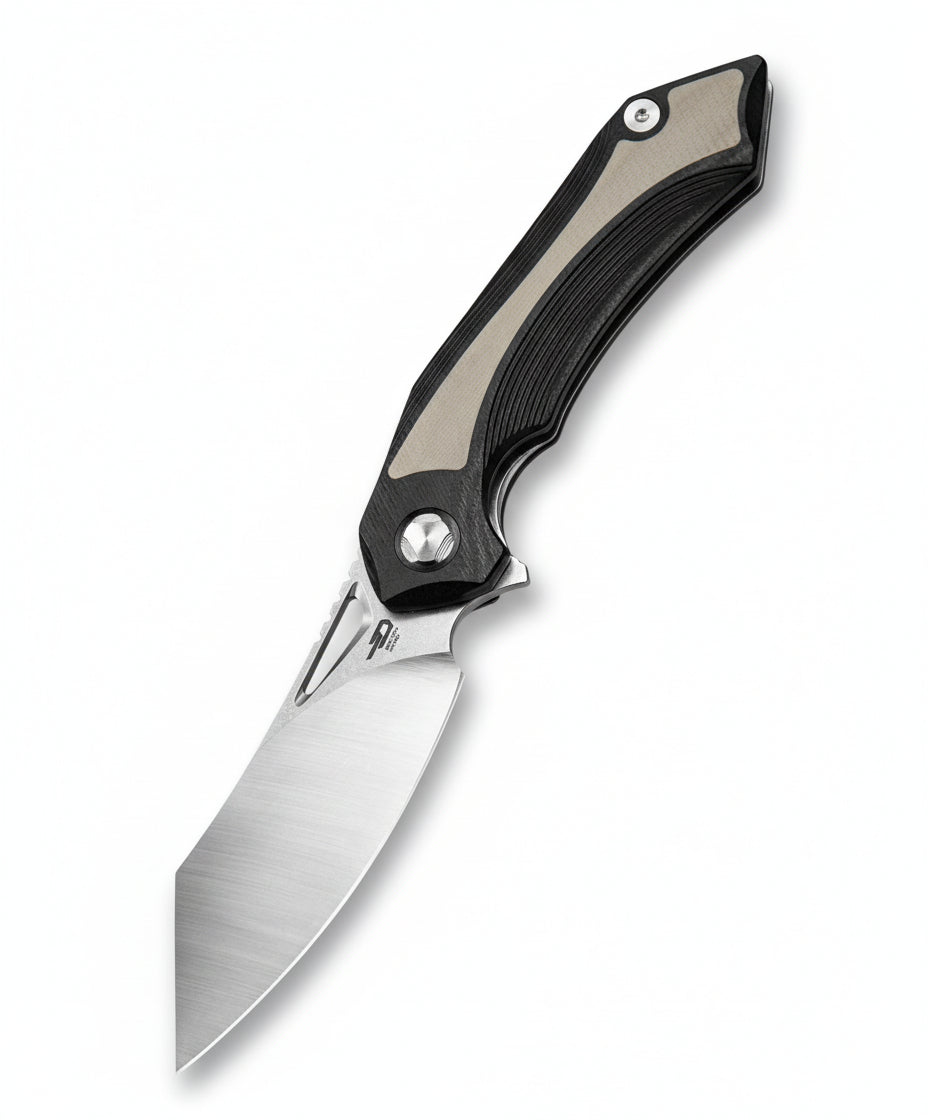 Bestech Kasta BG45B 154CM Blade Black and Beige G10 Handle Liner Lock Folding Knife