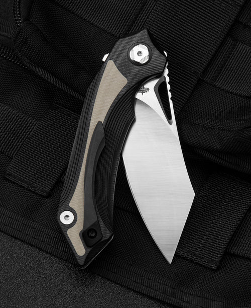 Bestech Kasta BG45B 154CM Blade Black and Beige G10 Handle Liner Lock Folding Knife