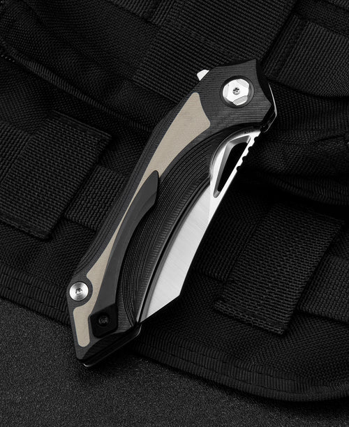 Bestech Kasta BG45B 154CM Blade Black and Beige G10 Handle Liner Lock Folding Knife
