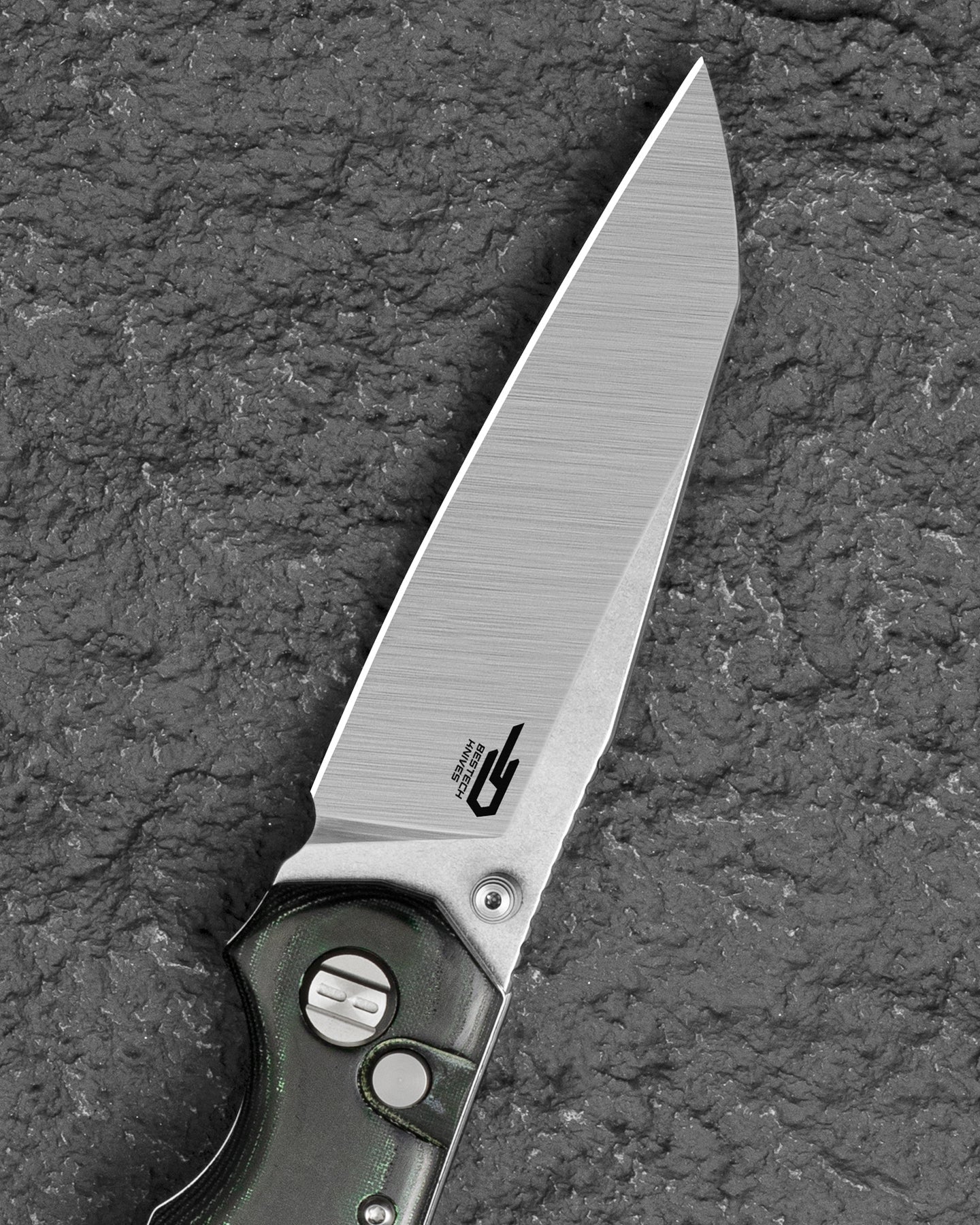Bestech Snakebird BG58A 14C28N Blade Green Micarta Handle Button Lock Folding Knife