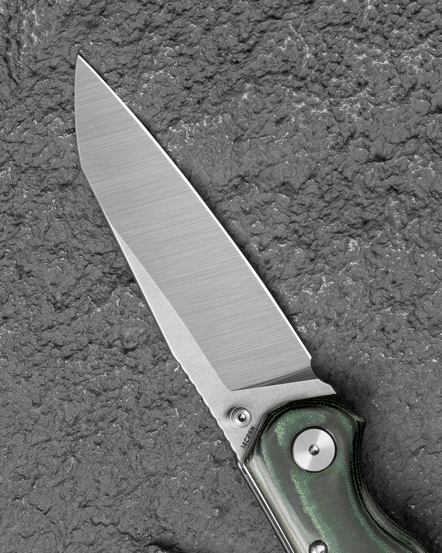 Bestech Snakebird BG58A 14C28N Blade Green Micarta Handle Button Lock Folding Knife