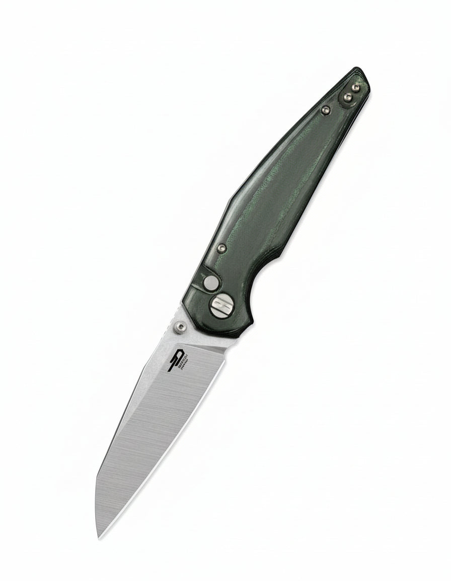 Bestech Snakebird BG58A 14C28N Blade Green Micarta Handle Button Lock Folding Knife