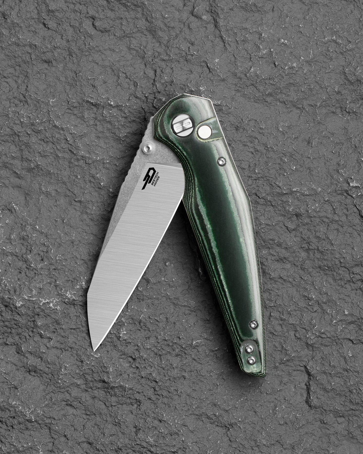 Bestech Snakebird BG58A 14C28N Blade Green Micarta Handle Button Lock Folding Knife