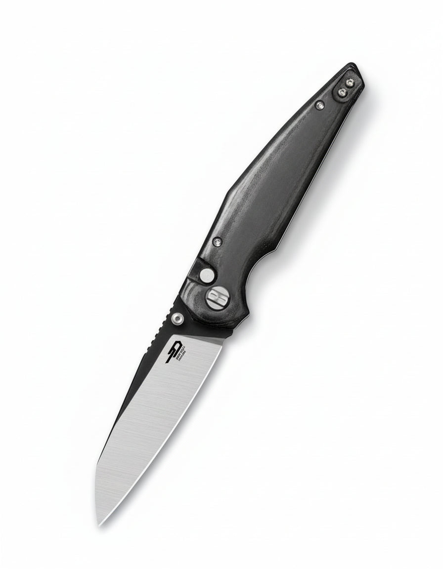 Bestech Snakebird BG58B 14C28N Blade Black Micarta Handle Button Lock Folding Knife
