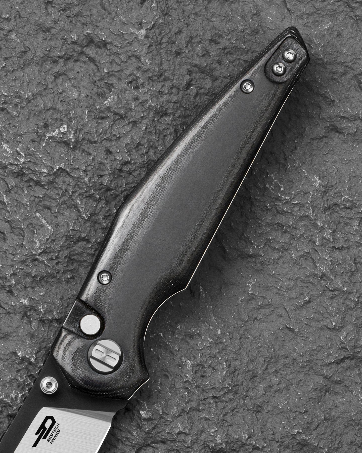 Bestech Snakebird BG58B 14C28N Blade Black Micarta Handle Button Lock Folding Knife