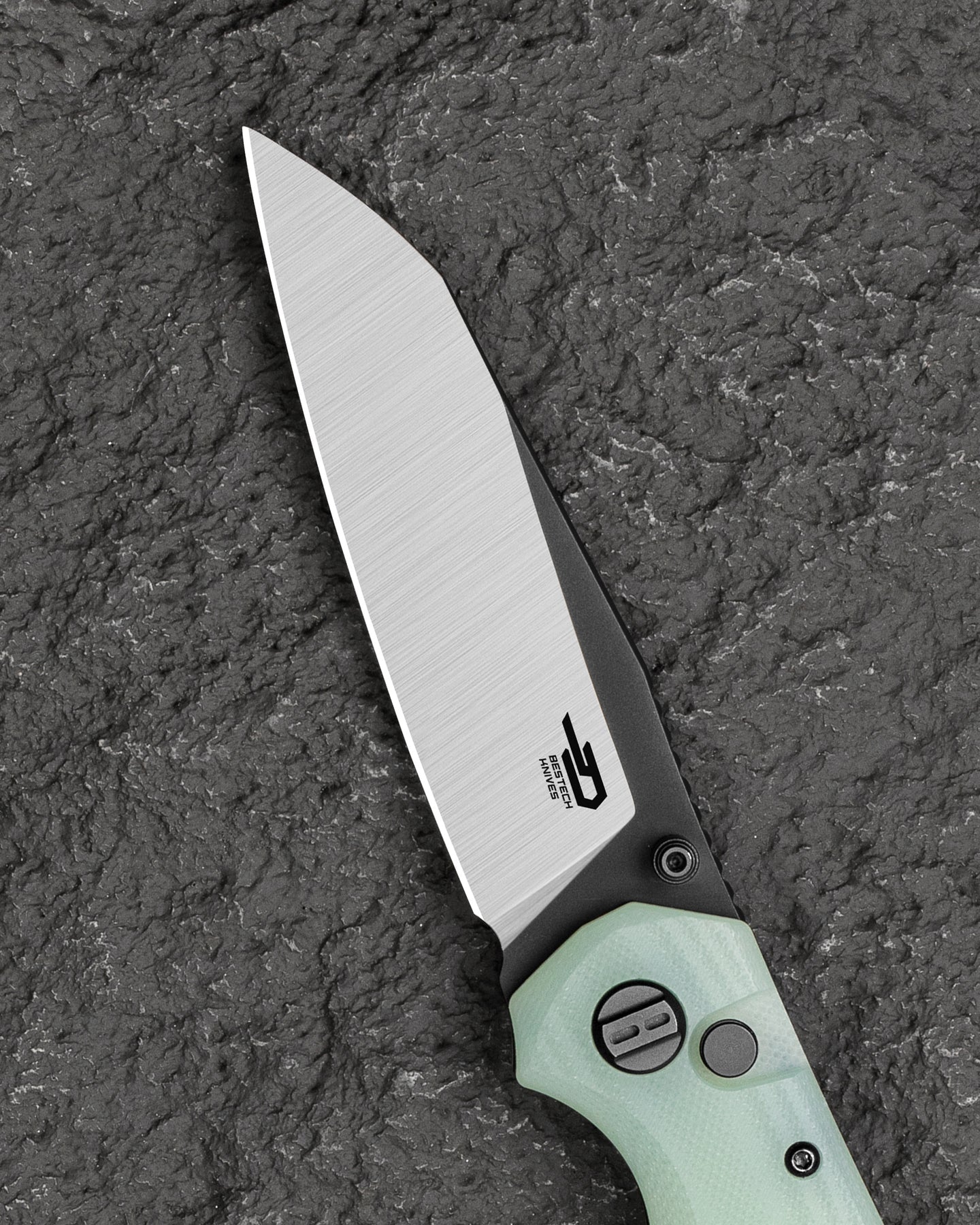 Bestech Snakebird BG58D 14C28N Blade Transparent G10 Handle Button Lock Folding Knife