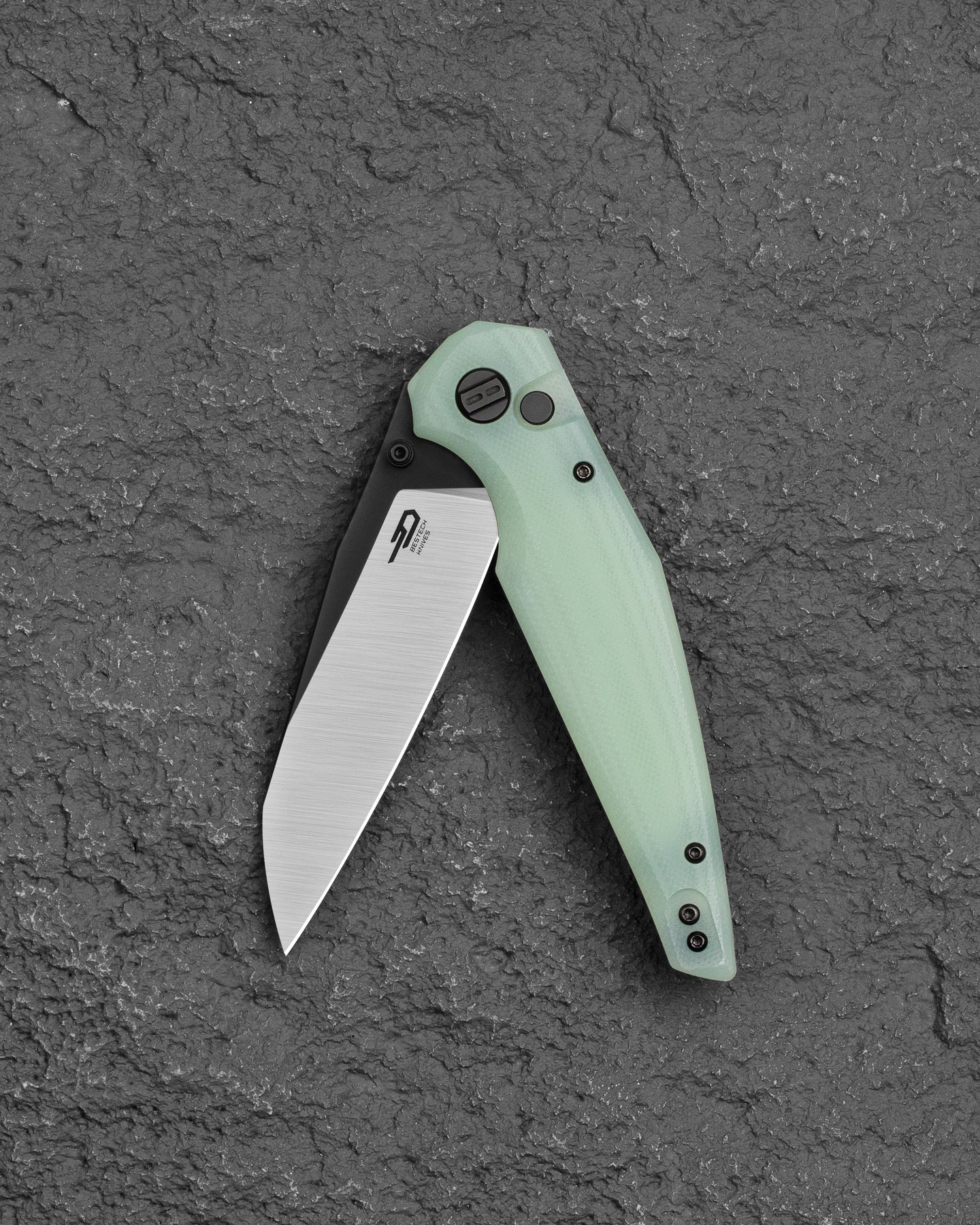 Bestech Snakebird BG58D 14C28N Blade Transparent G10 Handle Button Lock Folding Knife