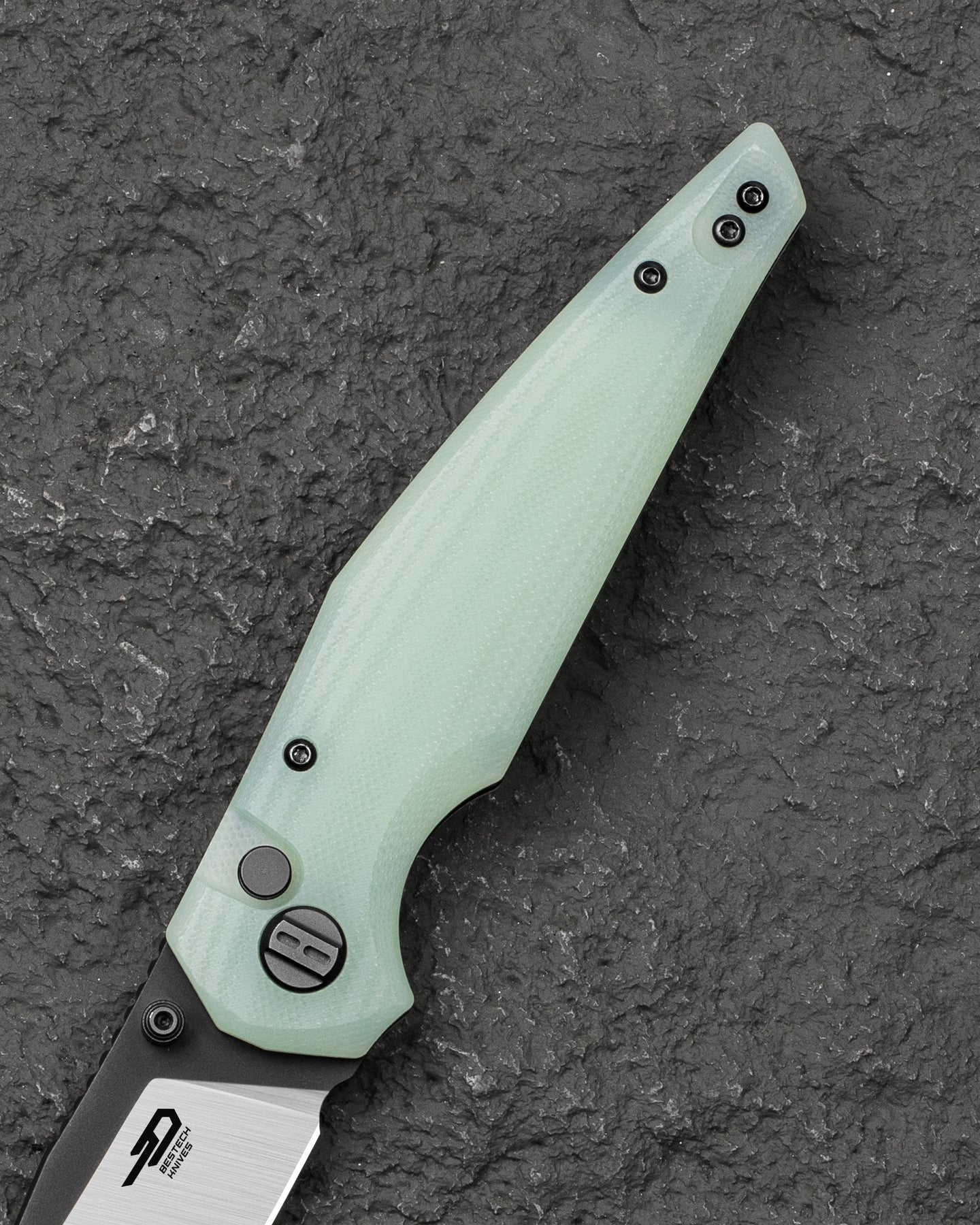 Bestech Snakebird BG58D 14C28N Blade Transparent G10 Handle Button Lock Folding Knife