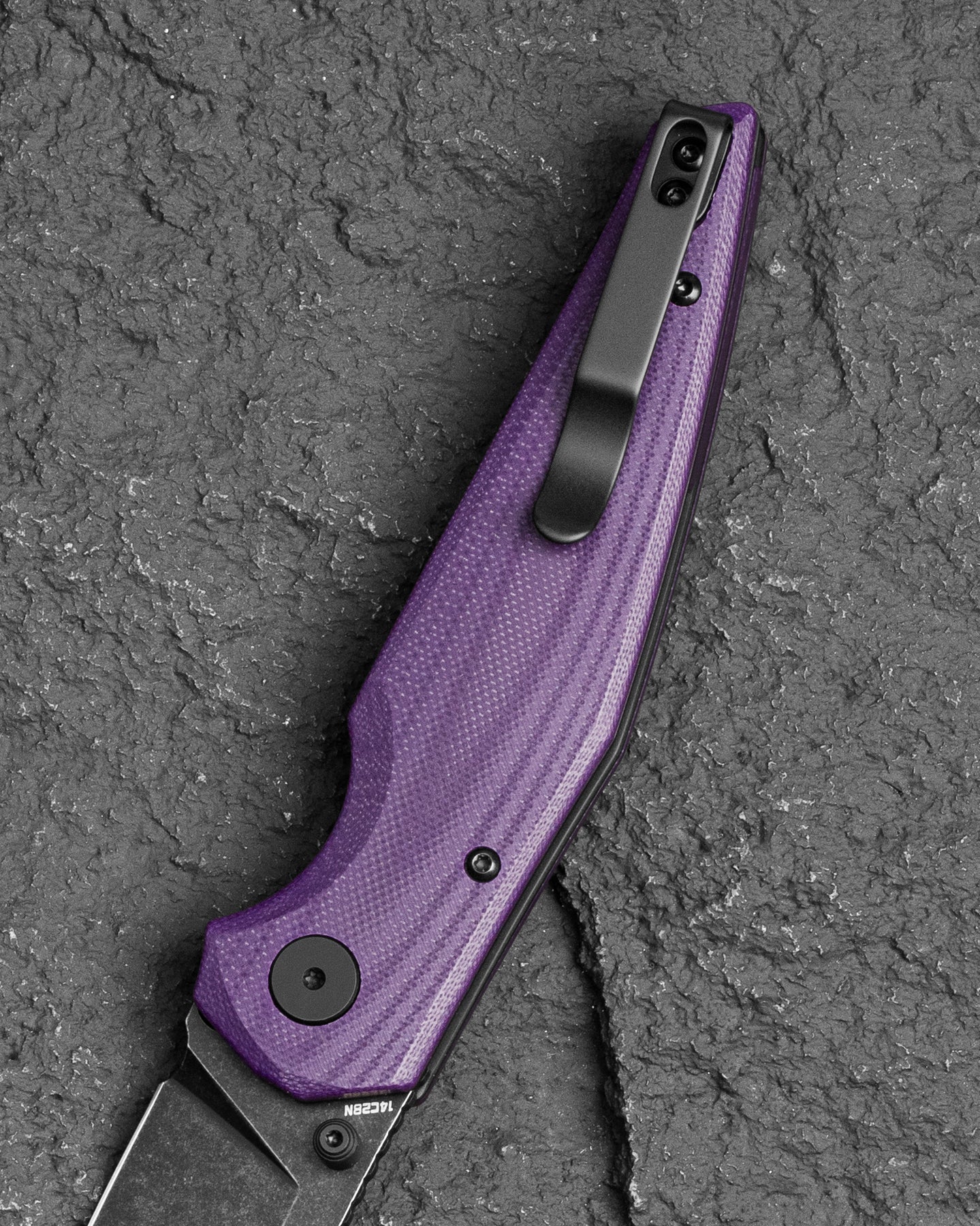 Bestech Snakebird BG58E 14C28N Blade Purple G10 Handle Button Lock Folding Knife