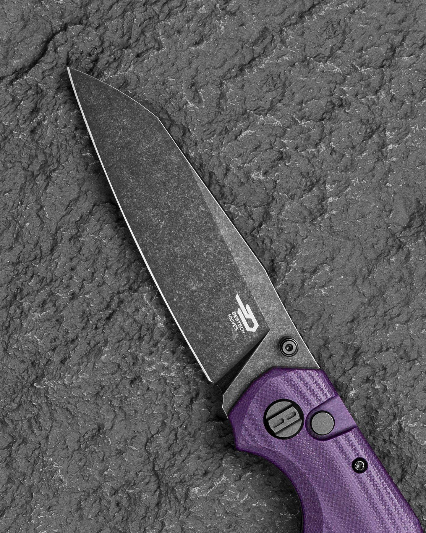 Bestech Snakebird BG58E 14C28N Blade Purple G10 Handle Button Lock Folding Knife