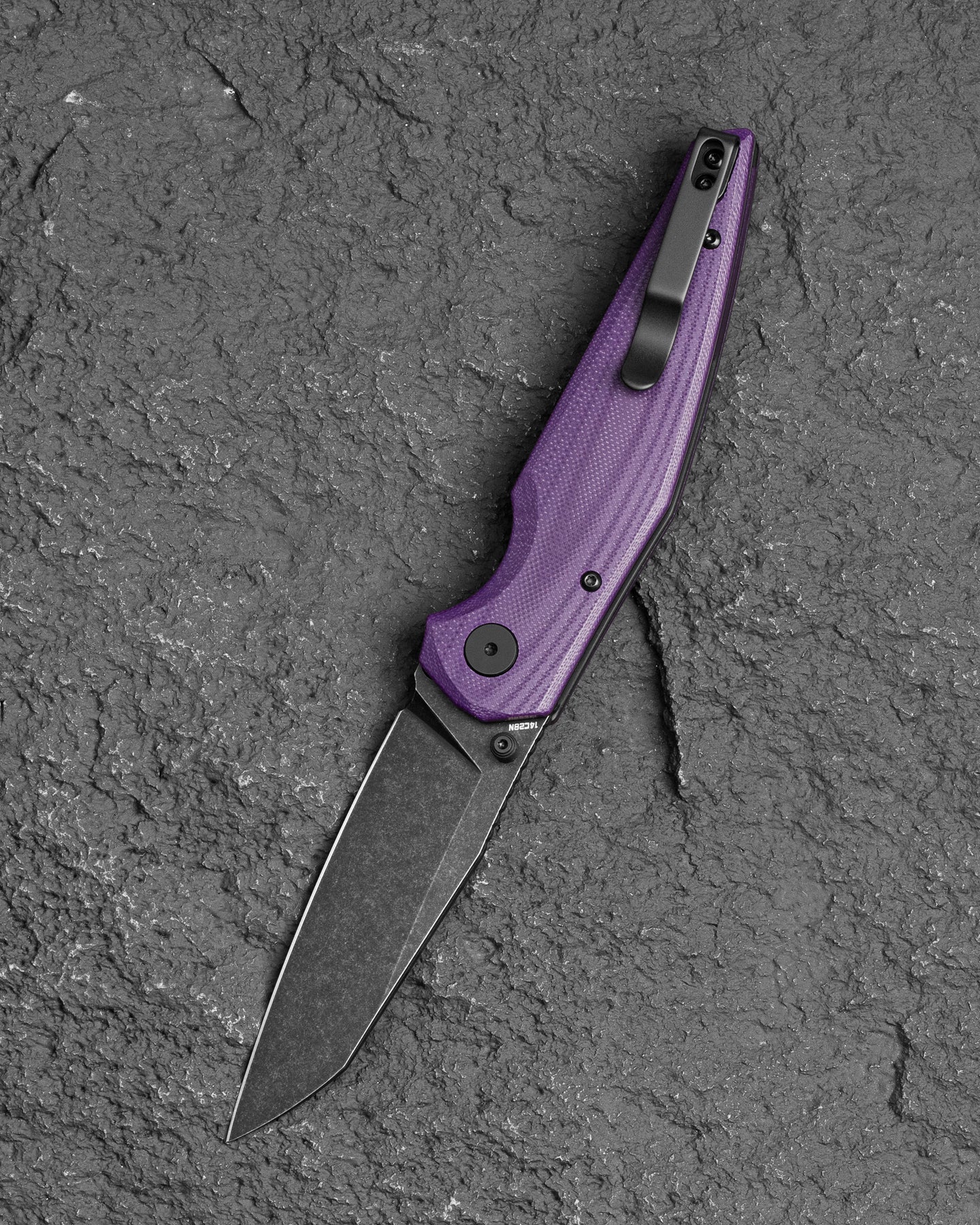 Bestech Snakebird BG58E 14C28N Blade Purple G10 Handle Button Lock Folding Knife