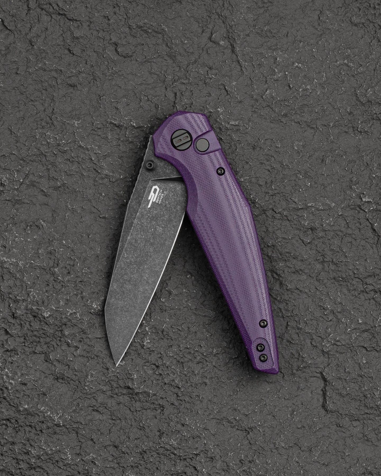 Bestech Snakebird BG58E 14C28N Blade Purple G10 Handle Button Lock Folding Knife
