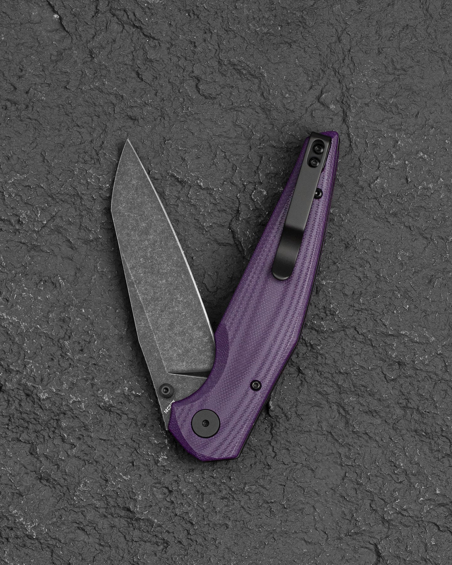 Bestech Snakebird BG58E 14C28N Blade Purple G10 Handle Button Lock Folding Knife