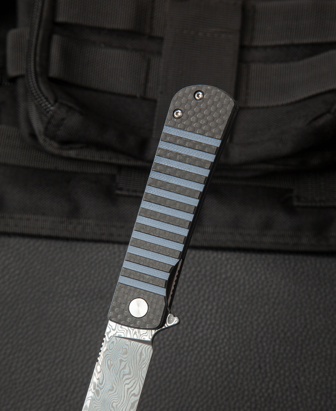 Bestech Titan BL05A Damascus Blade Carbon Fiber and G10 Handle Liner Lock Folding Knife