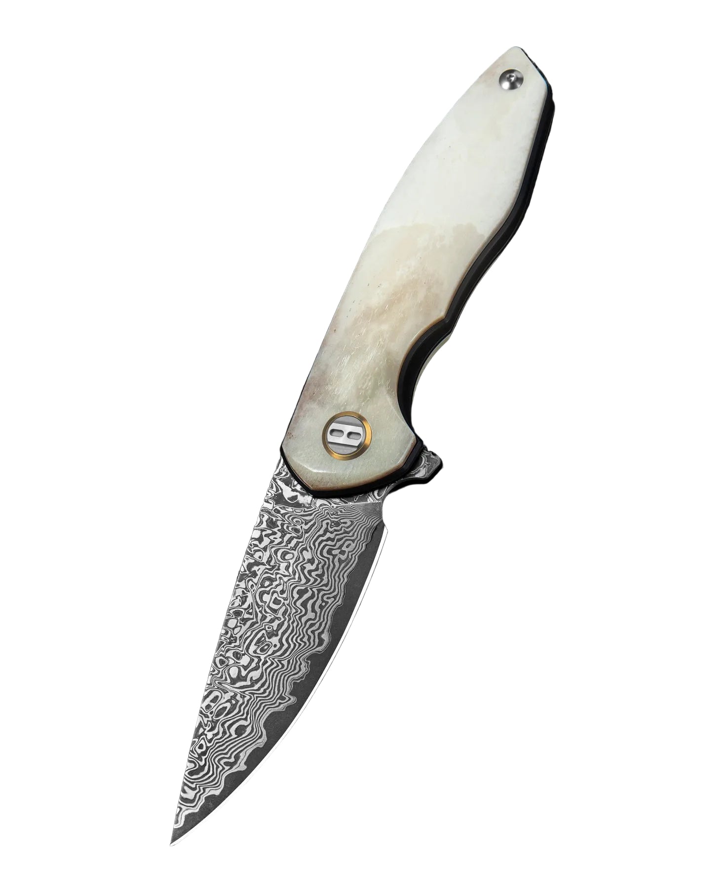 Bestech Bambi BL08A Damascus Blade Ox Bone Handle Liner Lock Folding Knife