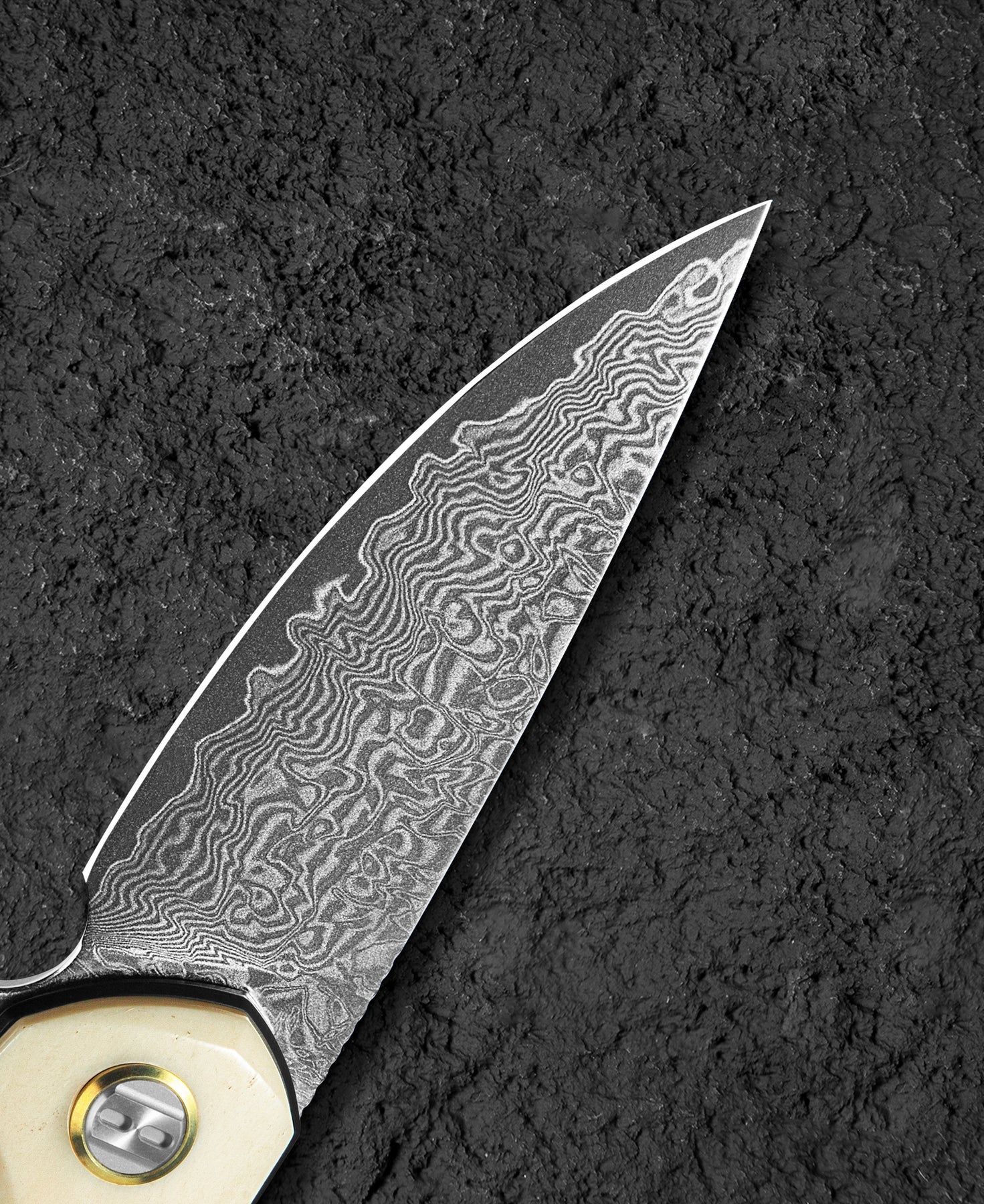 Bestech Bambi BL08B Damascus Blade Ox Bone Handle Liner Lock Folding Knife