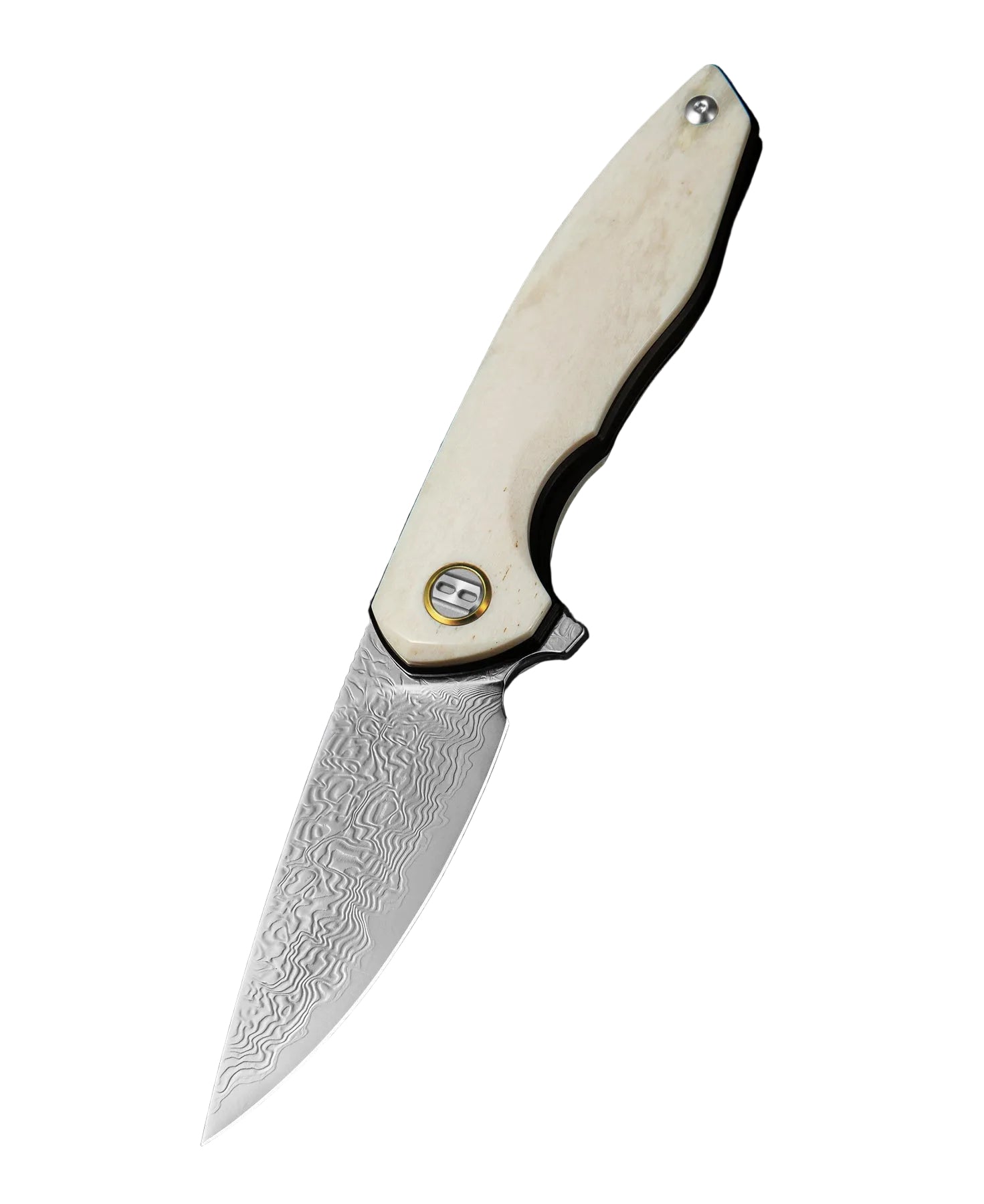 Bestech Bambi BL08C Damascus Blade Ox Bone Handle Liner Lock Folding Knife