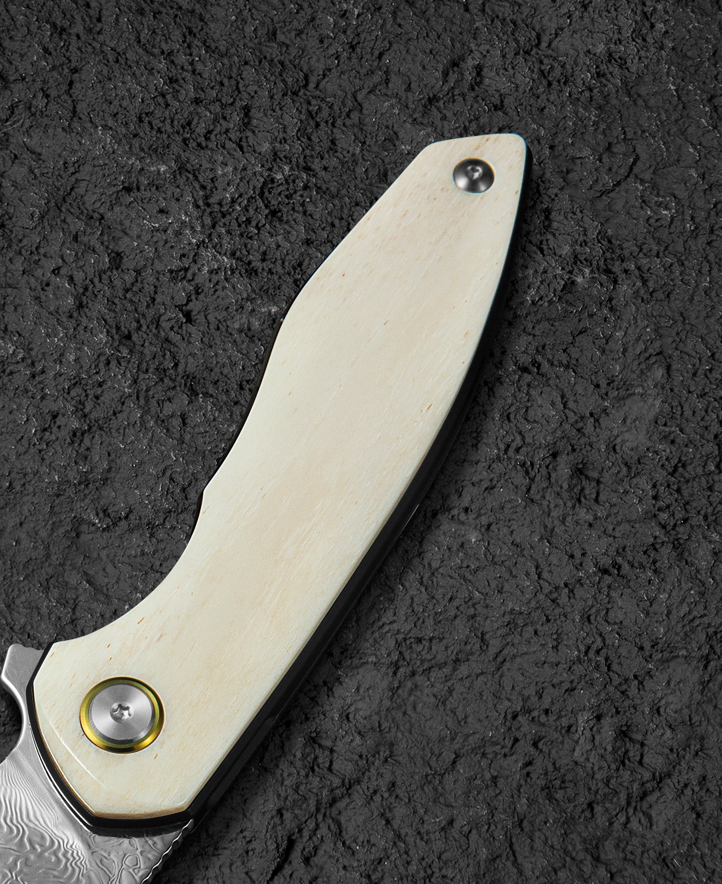 Bestech Bambi BL08C Damascus Blade Ox Bone Handle Liner Lock Folding Knife