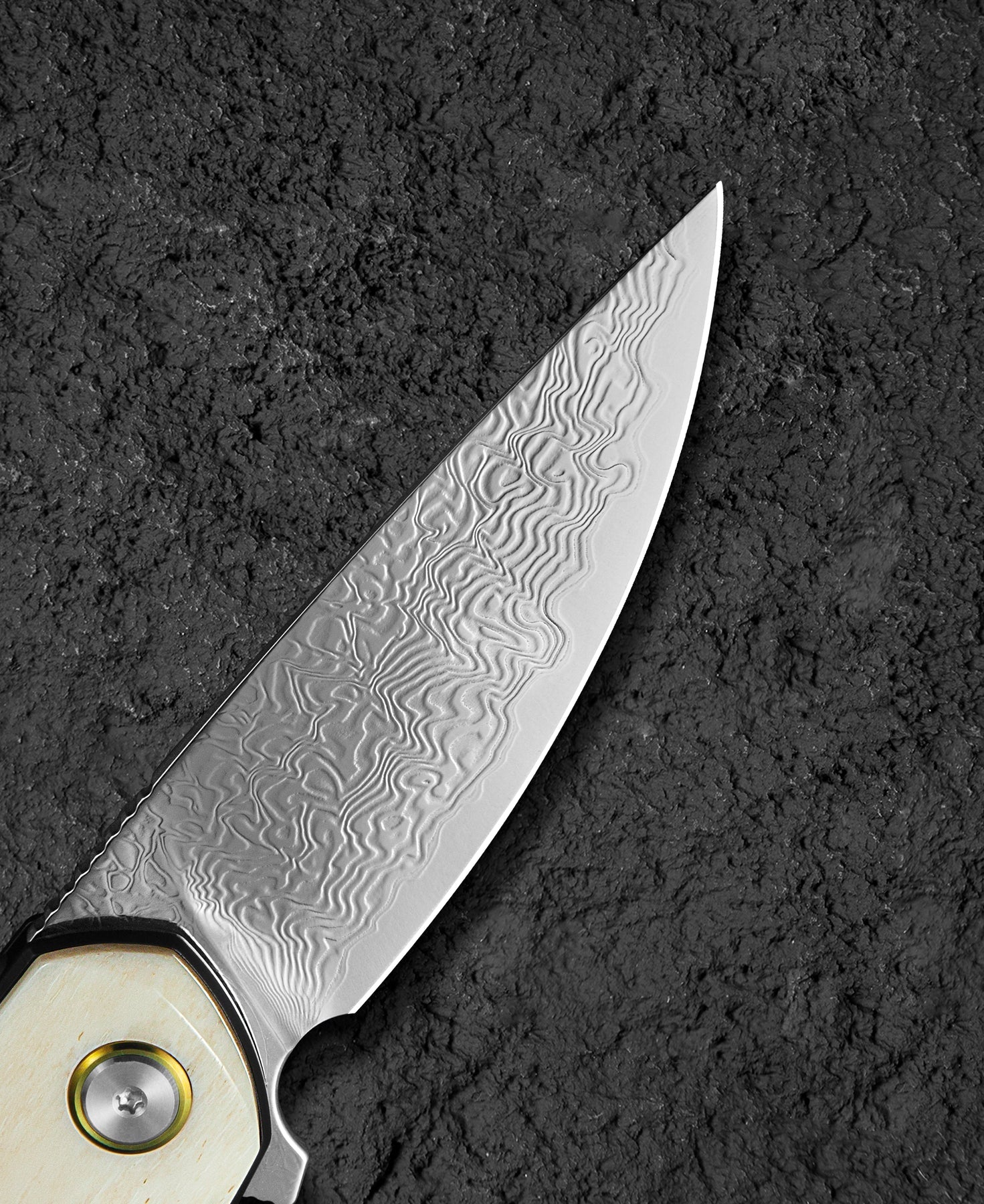 Bestech Bambi BL08C Damascus Blade Ox Bone Handle Liner Lock Folding Knife