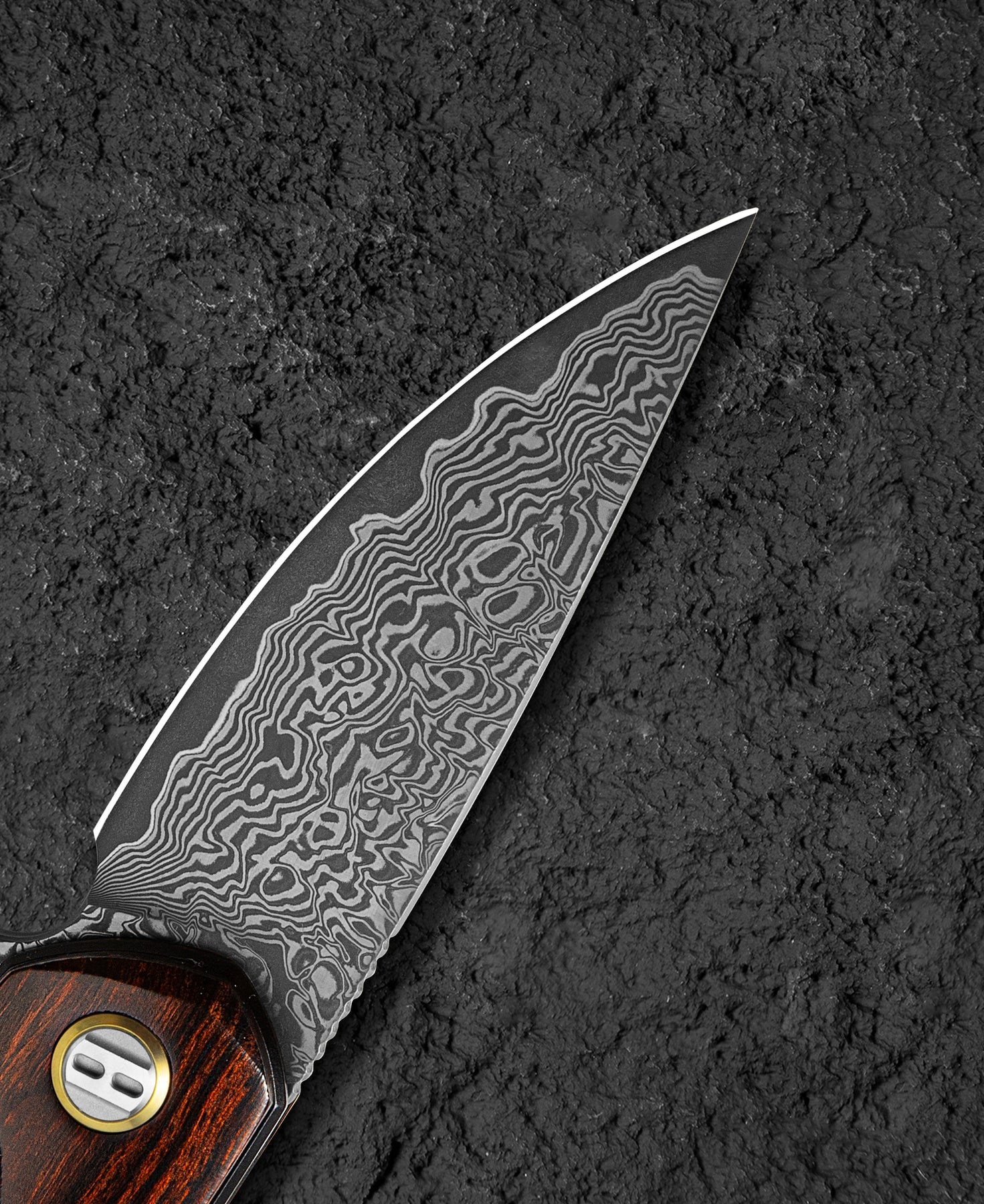 Bestech Bambi BL08D Damascus Blade Iron Wood Handle Liner Lock Folding Knife