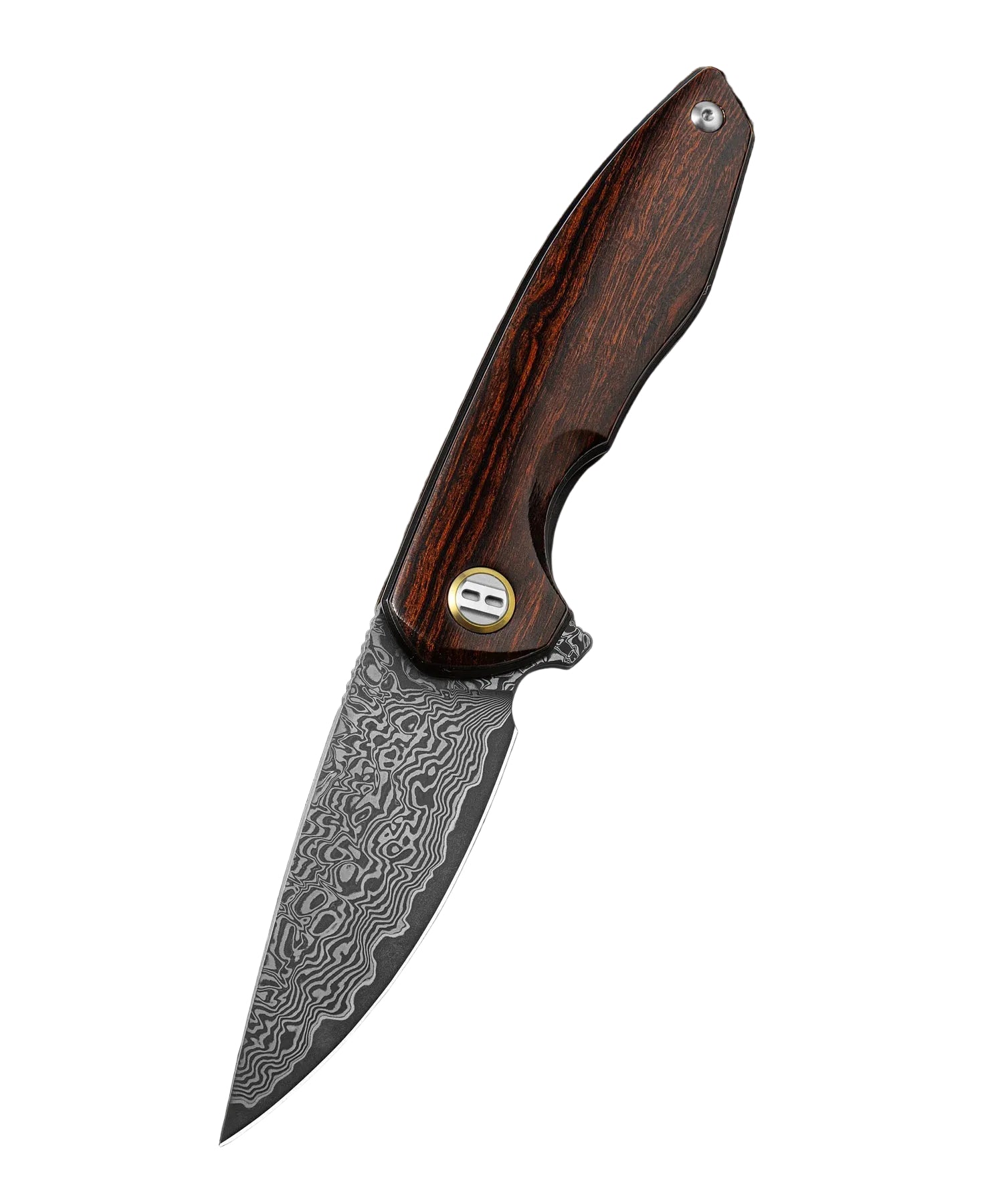 Bestech Bambi BL08D Damascus Blade Iron Wood Handle Liner Lock Folding Knife