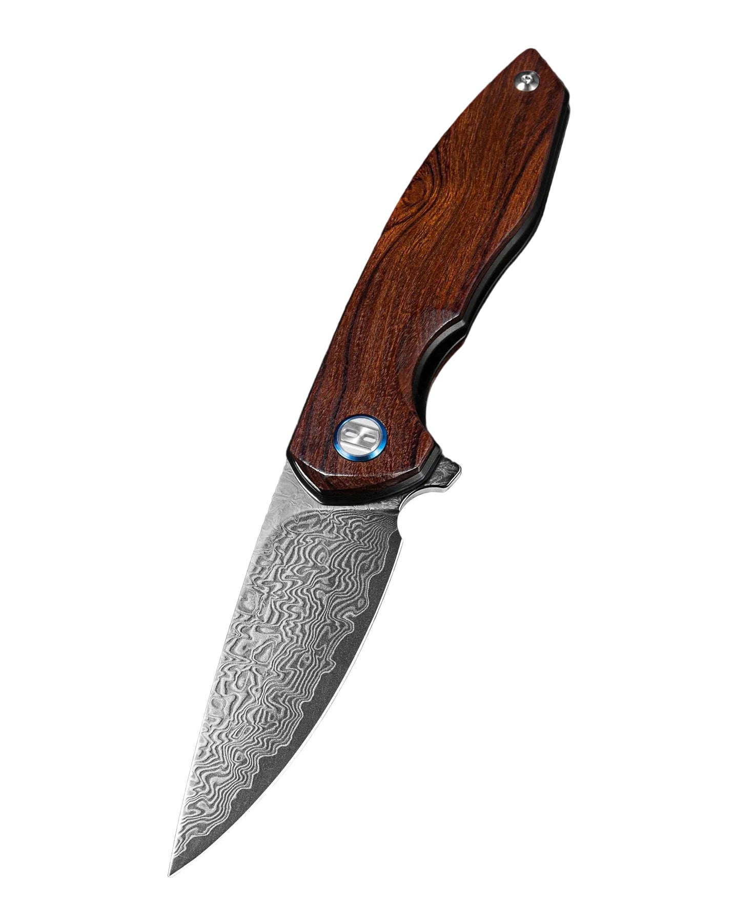Bestech Bambi BL08E Damascus Blade Iron Wood Handle Liner Lock Folding Knife