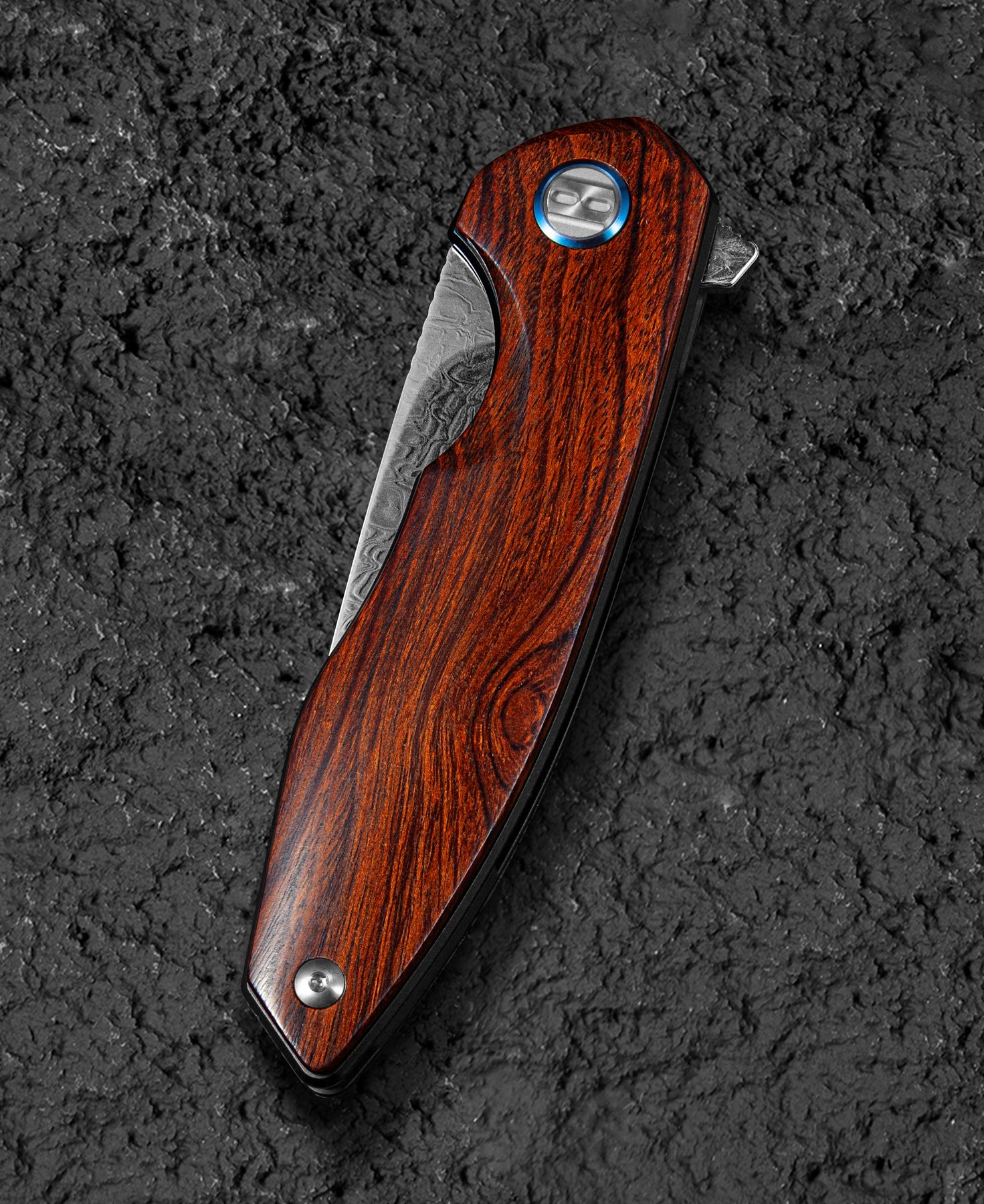 Bestech Bambi BL08E Damascus Blade Iron Wood Handle Liner Lock Folding Knife