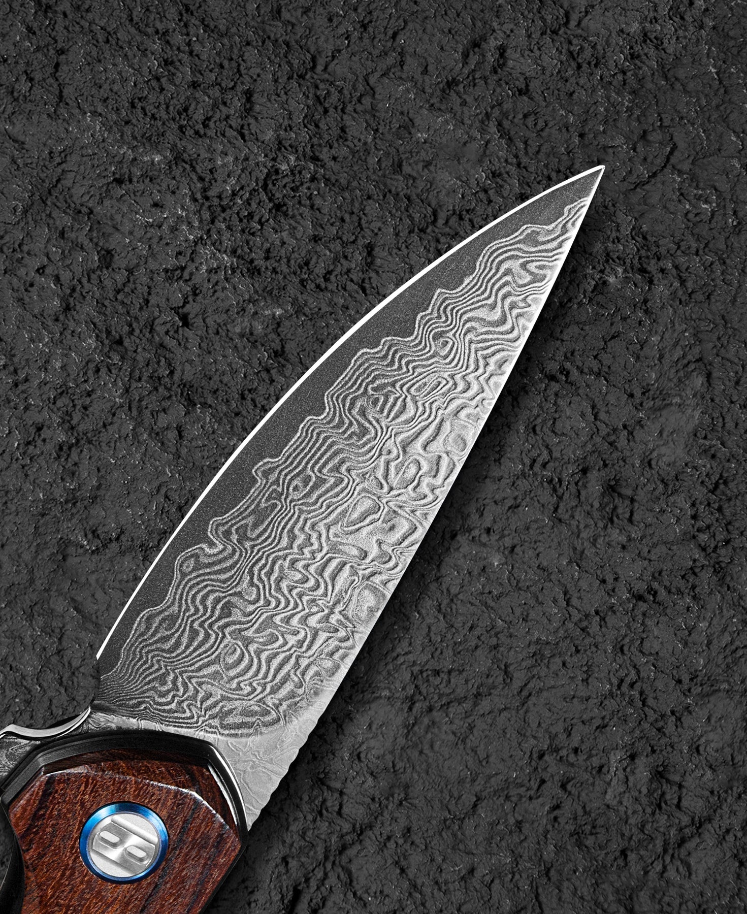 Bestech Bambi BL08E Damascus Blade Iron Wood Handle Liner Lock Folding Knife