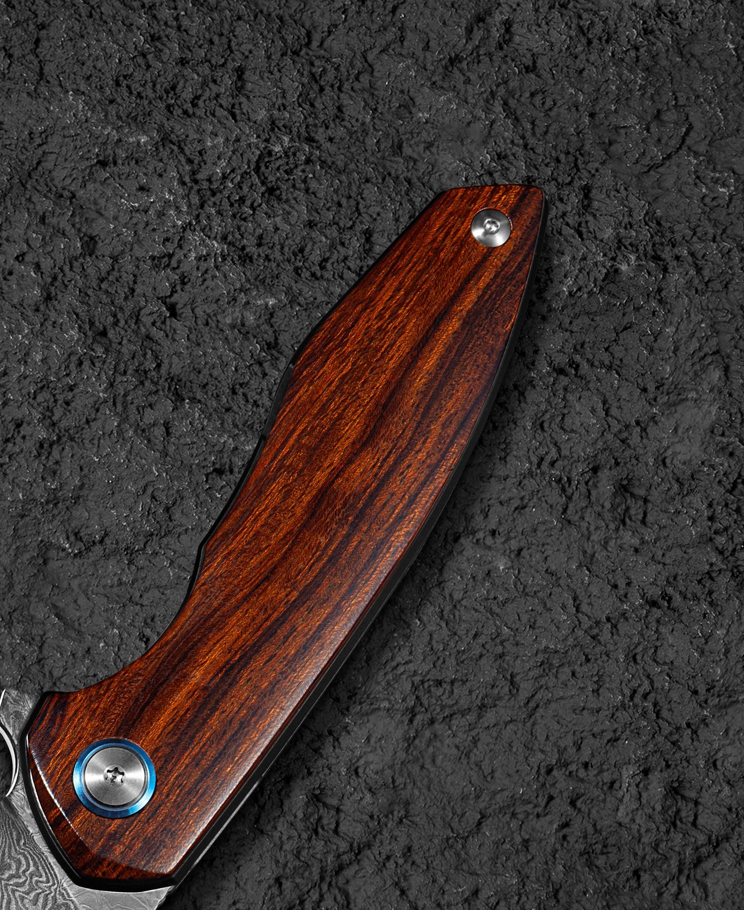 Bestech Bambi BL08E Damascus Blade Iron Wood Handle Liner Lock Folding Knife