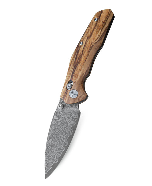 Bestechman Ronan BMK02M Damascus Blade Olivewood Handle Crossbar Lock Folding Knife