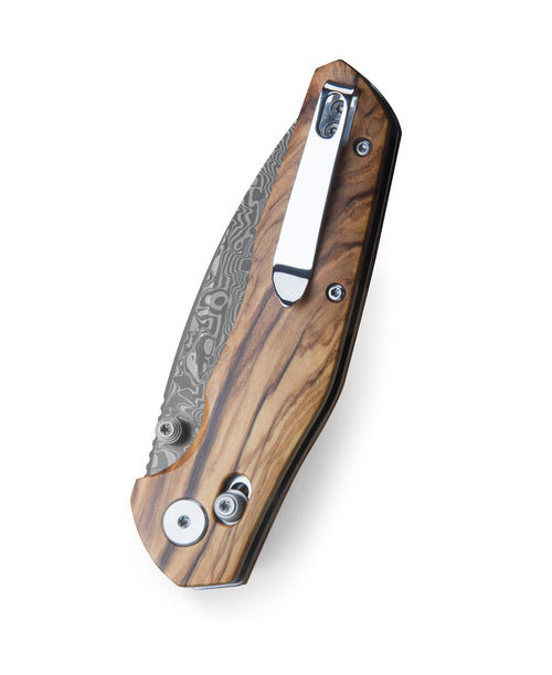 Bestechman Ronan BMK02M Damascus Blade Olivewood Handle Crossbar Lock Folding Knife