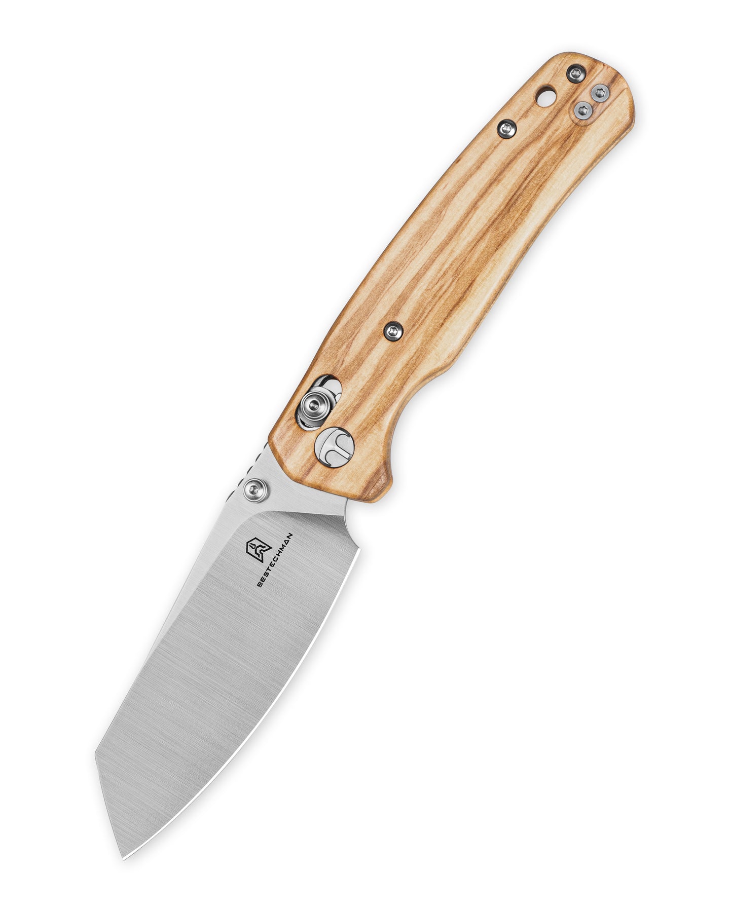 Bestechman Cicada's Wing BMK06-W-1 10Cr15MoV Blade Olive Wood Handle Crossbar Lock Folding Knife